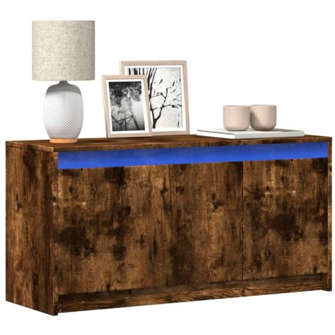 vidaXL TV Cabinet with LED Smoked Oak 100x34x50 cm Engineered Wood