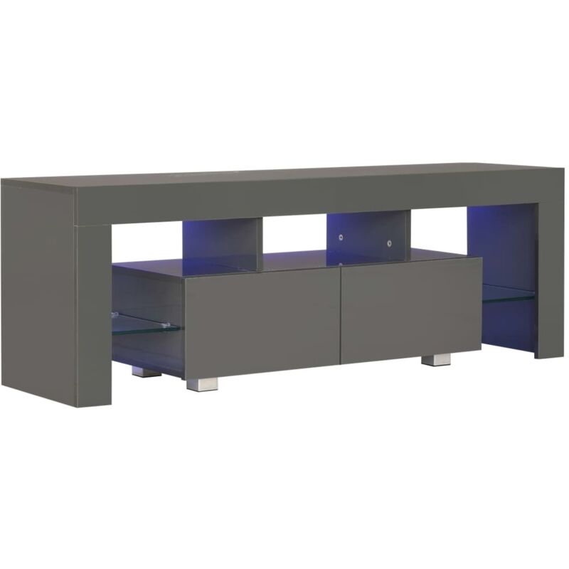 Tv Cabinet With Led Lights 130x35x45 Cm High Gloss Grey