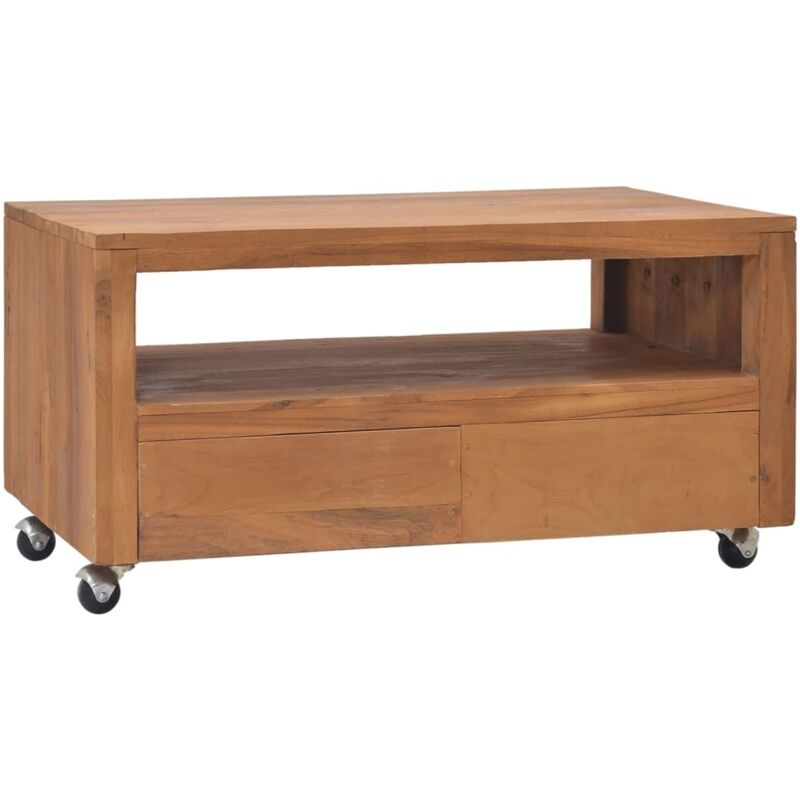 Tv Cabinet With Wheels 80x50x42 Cm Solid Teak Wood Vidaxl