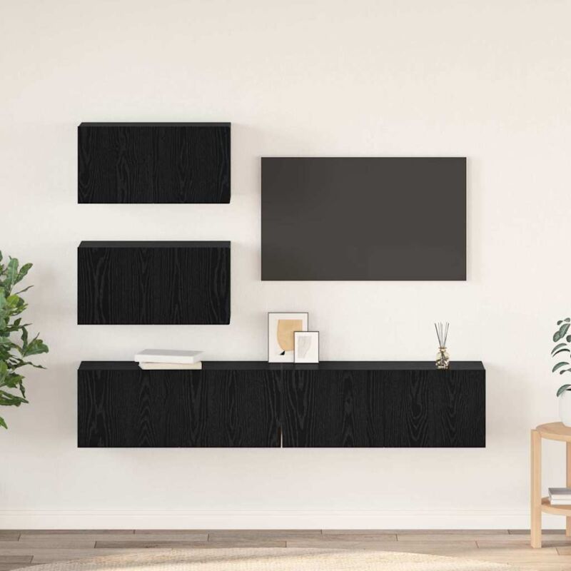Vidaxl - Tv Cabinet Set 4 Pcs Black Oak 80 X 30 X 30 Cm Engineered Wood