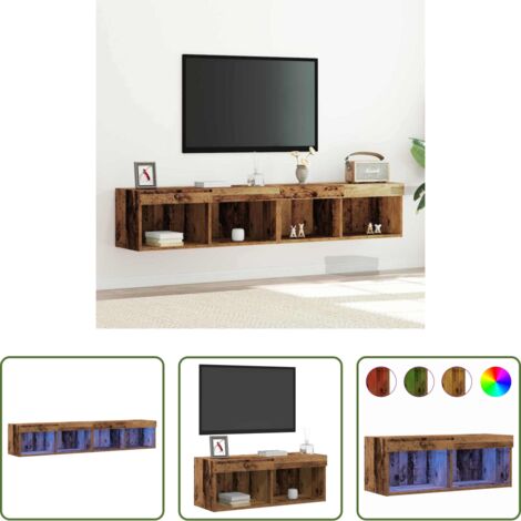 vidaXL TV con LED -  Set mobile TV con led 2 pcs Legno vecchio 80 x 30 x 30 cm