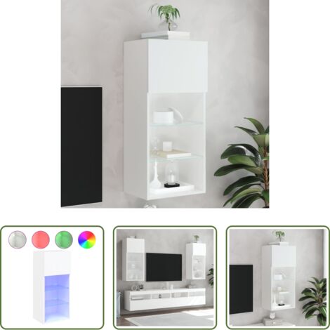 vidaXL TV con luces -  Mueble para TV con luces LED blanco 40,5x30x90 cm