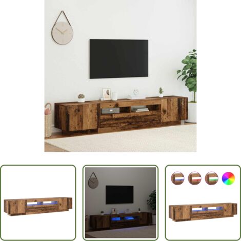 vidaXL TV con luci LED -  Mobile Porta TV con LED Legno Antico 200x35x40 cm Truciolato