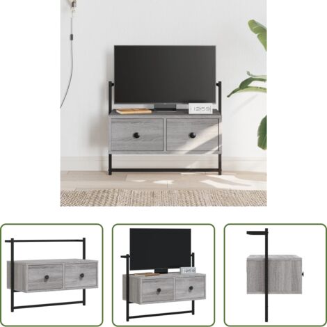 vidaXL TV da parete -  Mobile TV a Muro Grigio Sonoma 60,5x30x51 cm Legno Multistrato