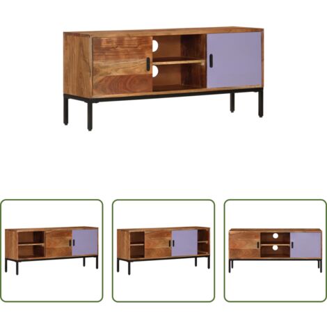 vidaXL TV in acacia -  Mobile TV Marrone ambra e Grigio 110x30x50cm in Legno di Acacia