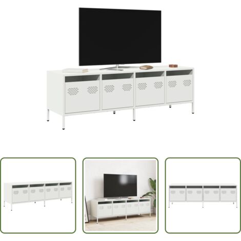 vidaXL TV in acciaio -  Mobile TV Bianco 135x39x43,5 cm in Acciaio Laminato a Freddo