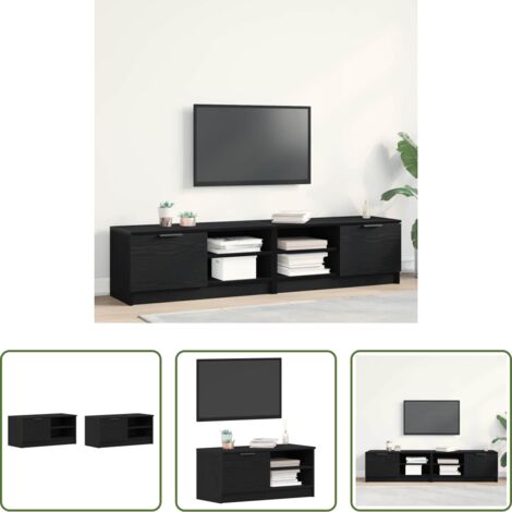 vidaXL TV in legno -  Mobile TV 2 pcs Rovere Nero 80 x 35 x 36,5 cm Legno multistrato