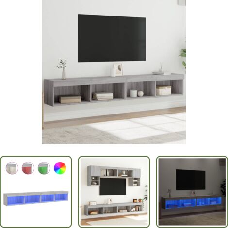 vidaXL TV in salotto -  Mobili TV con Luci LED 2pz Grigio Sonoma 100x30x30 cm