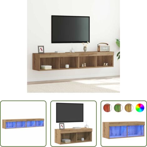 vidaXL TV LED -  Set mobile TV con led 2 pcs Rovere artigianale 80 x 30 x 30 cm