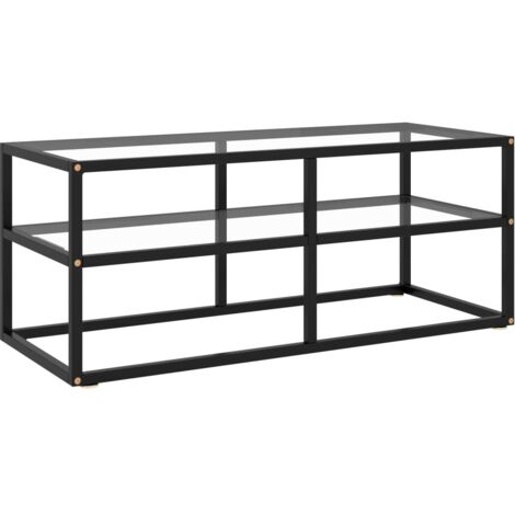 vidaXL TV-Möbel mit getempertem Glas Schwarz 100x40x40 cm