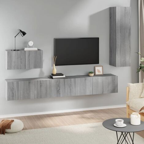 vidaXL TV-Möbelset 4 Teile Sonoma Grau Ingenieuholz