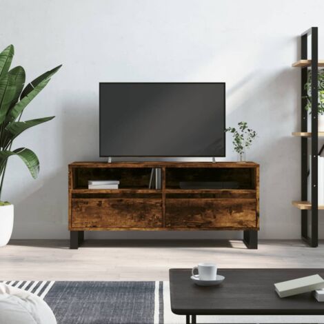 vidaXL TV-Schrank Eiche Rauch 100x34,5x44,5 cm aus Spanplatte