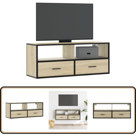 vidaXL TV-Schrank Sonoma-Eiche 100x31x39,5 cm Holzwerkstoff und Metall