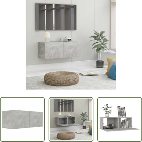 vidaXL TV Wall Mount -  Mobile Porta TV Grigio Cemento 80x30x30 cm in Legno Multistrato