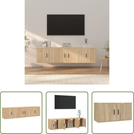 vidaXL TV Wall Mount -  Set di Mobili Porta TV 3 pz Rovere Sonoma in Legno Multistrato