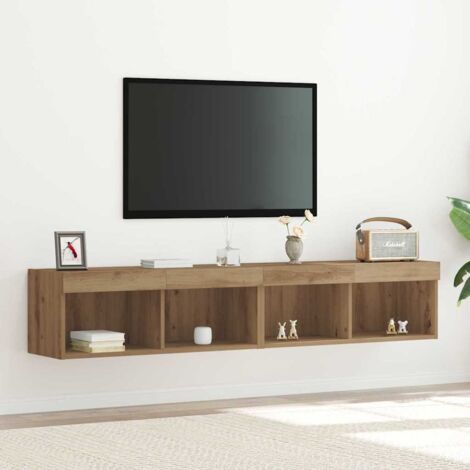 vidaXL TV-Wandregale mit LED-Lichtern 2 Stück Artisan Eiche 80x30x30 cm
