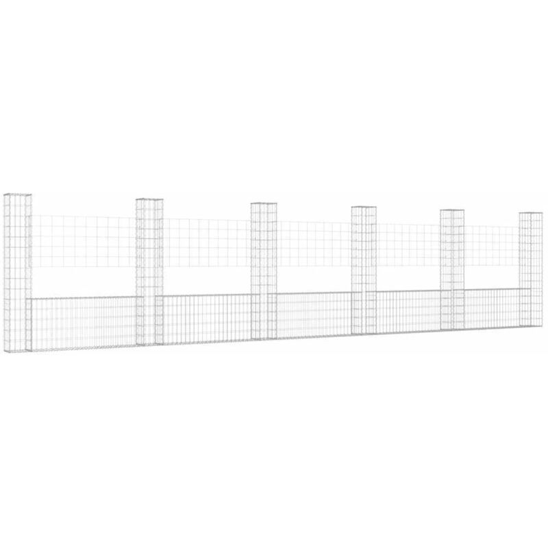 Vidaxl - U-shape Gabion Basket With 6 Posts Iron 620x20x150 Cm