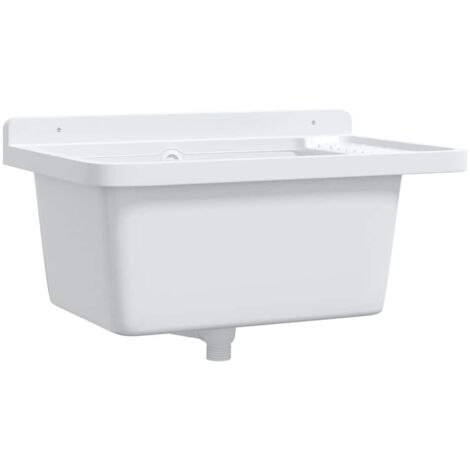vidaXL Utility Sink for Wall Mounting White 60x40x28 cm Resin