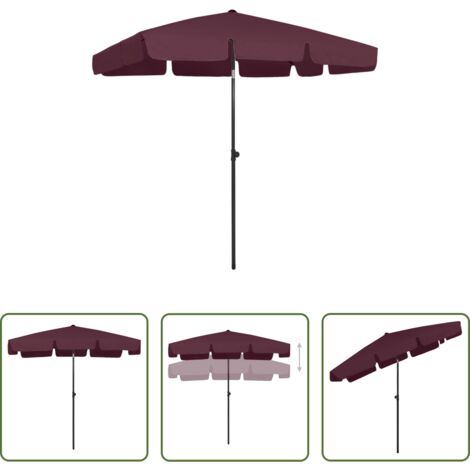 vidaXL UV-Schutz -  Strandschirm Bordeauxrot 200x125 cm