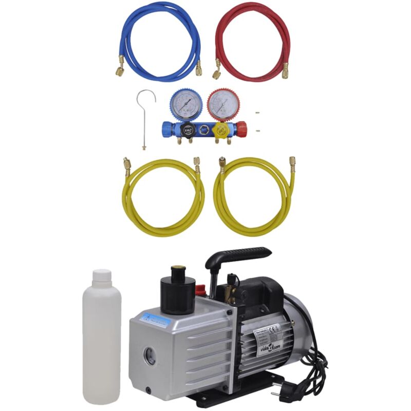 Vacuum Pump with 4-way Manifold Gauge Set for Air Conditioning vidaXL