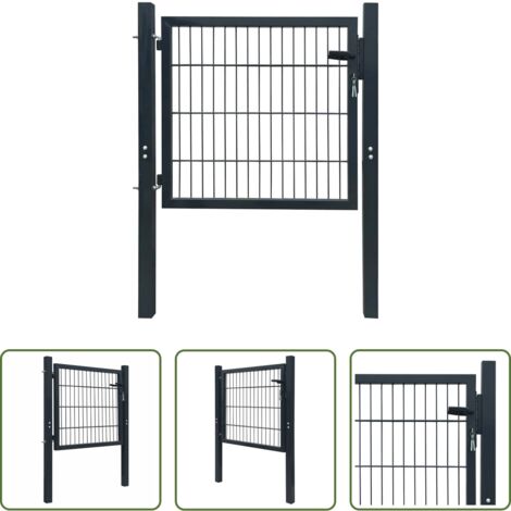 vidaXL Valla 2D -  Puerta de valla 2D (individual) Gris antracita 100x80 cm