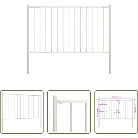 vidaXL Valla con postes -  Panel de valla Woerden con postes de acero, 1,7 x 0,75 m, blanco