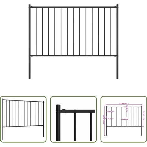 vidaXL Valla con postes -  Panel de valla Woerden con postes de acero, 1,7 x 0,75 m, negro