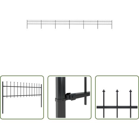 vidaXL Valla con puntas de lanza -  Valla de jardín con punta de lanza de acero 1070x60 cm negra