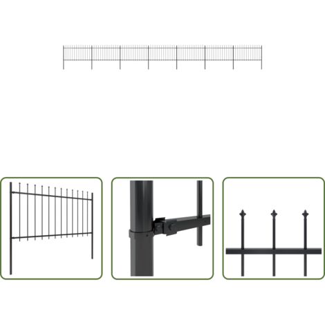 vidaXL Valla con puntas de lanza -  Valla de jardín con punta de lanza de acero 1248x100 cm negra