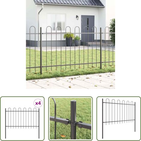 vidaXL Valla de acero -  Valla de Jardín 4 pcs Gris 6,8 x 1 m