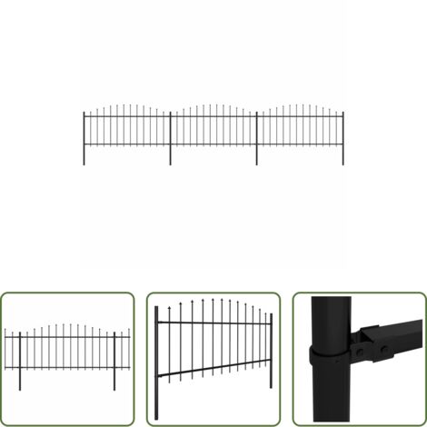 vidaXL Valla de acero -  Valla de jardín con punta de lanza de acero 537x75 cm negra