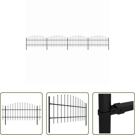 vidaXL Valla de acero -  Valla de jardín con punta de lanza de acero 714,5x100 cm negra