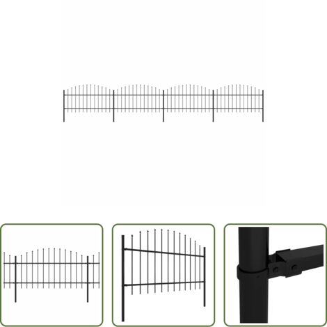 vidaXL Valla de acero -  Valla de jardín con punta de lanza de acero 714,5x125 cm negra