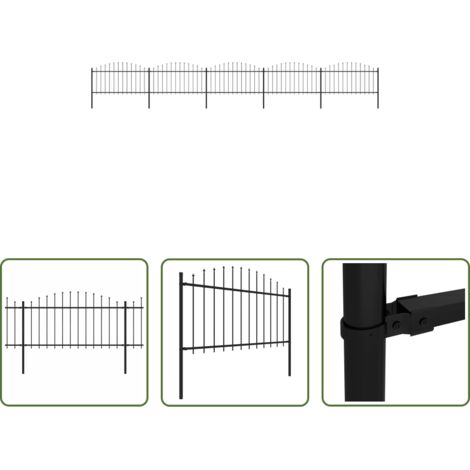 vidaXL Valla de acero -  Valla de jardín con punta de lanza de acero 892,5x150 cm negra