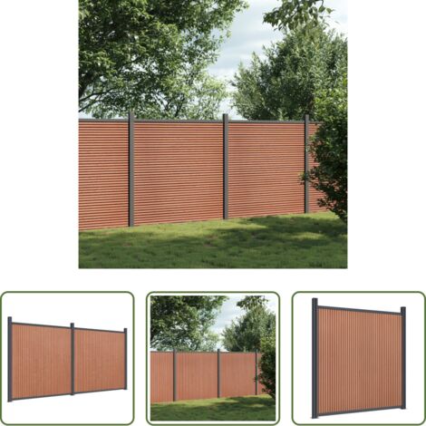 vidaXL Valla de aluminio -  Panel de valla WPC marrón 353x186 cm