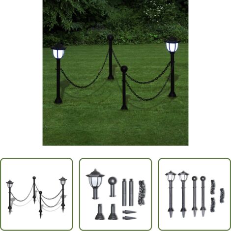 vidaXL Valla de cadena -  Lámparas solares de jardín con valla de cadena