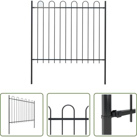 vidaXL Valla de jardín negra -  Valla de jardín Boxtel con aro superior de acero, 181x150 cm, negro