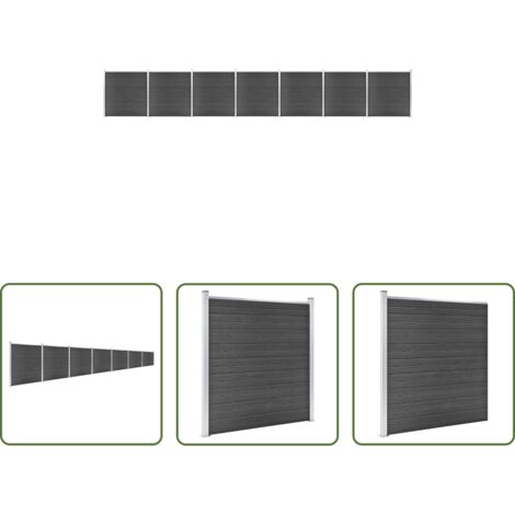 vidaXL Valla de seguridad -  Juego de paneles de valla WPC negro 1218x186 cm
