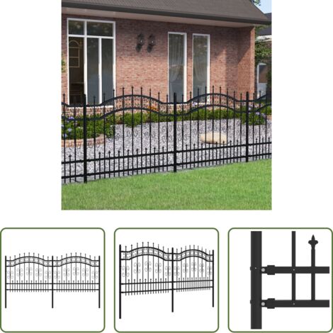 vidaXL Valla de seguridad -  Valla de jardín Kampen con punta de lanza negra, 240 x 100 cm, acero