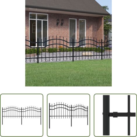 vidaXL Valla de seguridad -  Valla de jardín Woerden con punta de lanza negra, 240x75 cm, acero