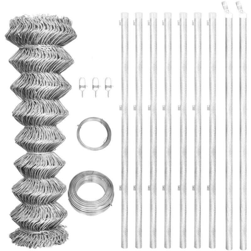 

vidaXL Valla Tela Metálica y Postes Acero Galvanizado Plateada 15x1 25 m - Plateado