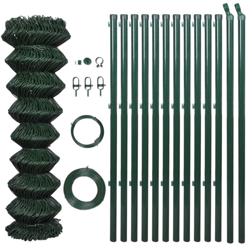

Valla de Tela Metálica con Postes Acero Verde 1x15 m - Verde - Vidaxl