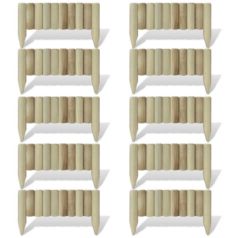 

vidaXL Madera Valla de Troncos Borde de Jardín 10 Unidades 60 cm - Marrón