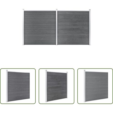 vidaXL Valla de WPC -  Valla de jardín de WPC gris 353x186 cm