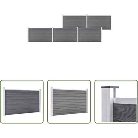 vidaXL Valla de WPC -  Valla de jardín de WPC gris 872x106 cm