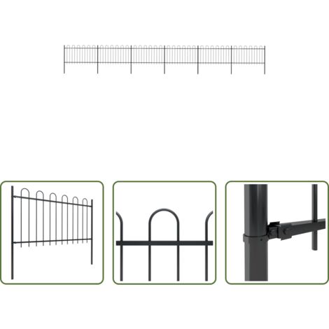 vidaXL Valla decorativa -  Valla de jardín con aro superior de acero 1070x100 cm negra