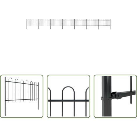 vidaXL Valla decorativa -  Valla de jardín con aro superior de acero 1248x100 cm negra