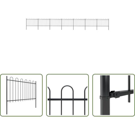 vidaXL Valla decorativa -  Valla de jardín con aro superior de acero 1248x120 cm negra