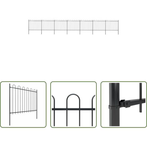 vidaXL Valla decorativa -  Valla de jardín con aro superior de acero 1248x150 cm negra