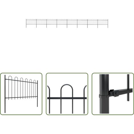vidaXL Valla decorativa -  Valla de jardín con aro superior de acero 1426x100 cm negra